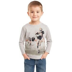 Crazy 8 Boys' Long Sleeve Gray Football Graphic Tee Shirt - Size 5/6